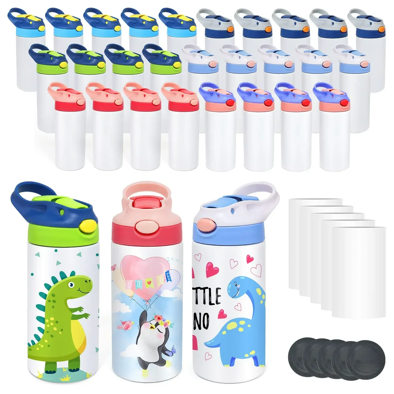 

Kids Sublimation Tumbler, 12oz Sublimation Kids Water Bottle with One-click Pop-up Straw Lid and Handle, Stainless Steel Insulat