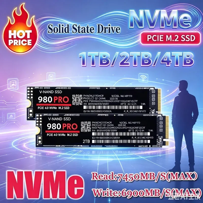 2026 HOT SALE Original 980Pro 4TB PCIe Gen4 x4 M.2 2280 SSD 3D TLC NAND Heat Sink Stable High Performance for Desktops Laptops