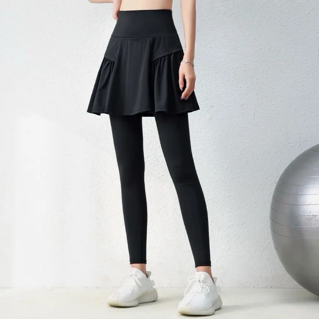 

2024 Women Yoga Skirts High Waist Fake Two Pieces Sports Leggings Fitness Gym New Quick-Dry Skirt Athletic Running Legging M95