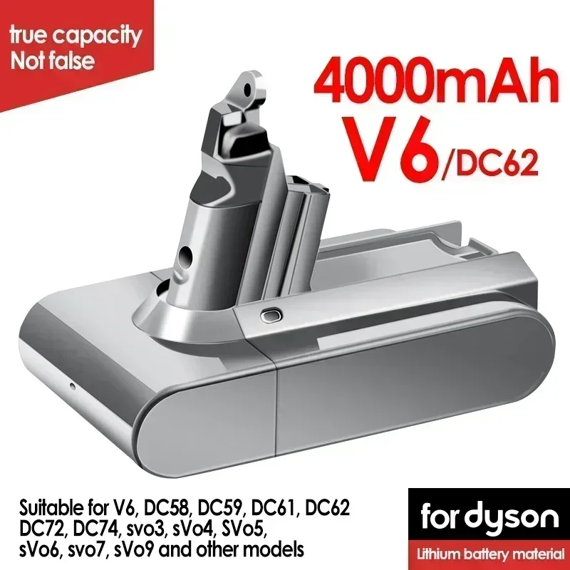 Batterie d'aspirateur Dyson V8 V7 SV10, 5000mAh, 21.6V, livres complets, moelleux, animaux, remplacement 4.0mAh, batterie Ion Eddie