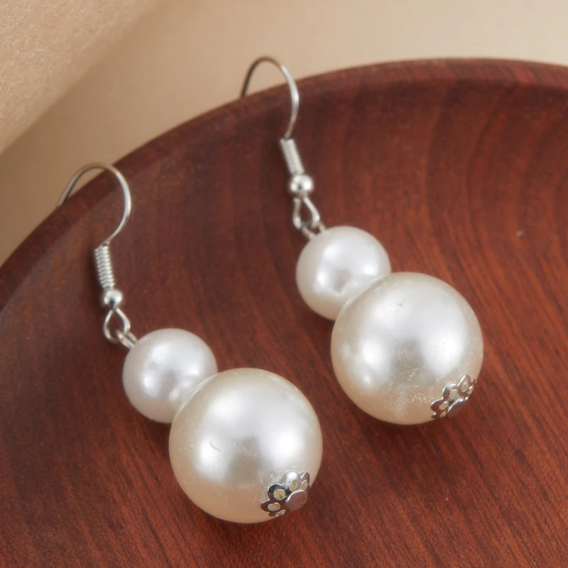 2 Teile/satz Handgemachte Imitation Perle Mehrschichtige Halskette Ohrringe, Frauen Persönlichkeit Übertrieben Design Party Schmuck Geschenke – Detail 6