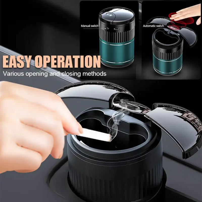 Car Smart Ashtray Infrade Sensor Opening and Closing Ashtray Swipe to Open Ash Tray With Lid Mini Car Trash Can USB Rechargeable