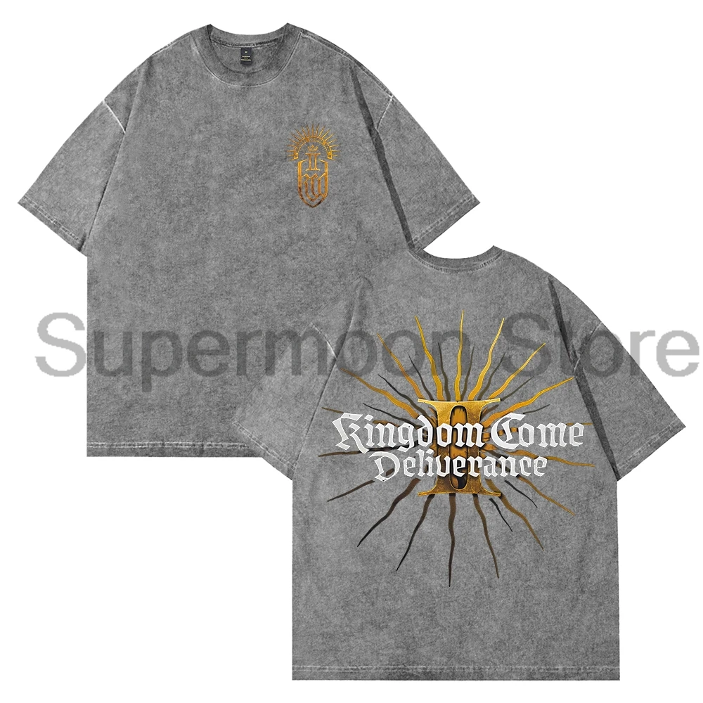 Kingdom Come Deliverance II Merch Hot Game Washed T-shirt Crewneck Short Sleeve Cotton Tee Women Men Streetwear Tops