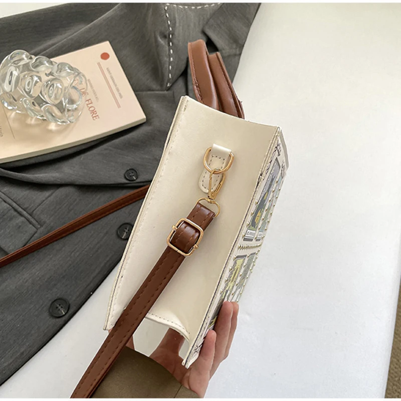 Neue Katzenelfen-Handtasche: Stylische, vielseitige Damen-Umhängetasche, trendige Fantasy-Schultertasche, quadratische Tragetasche, Aktentasche mit Stauraum – Detail 22