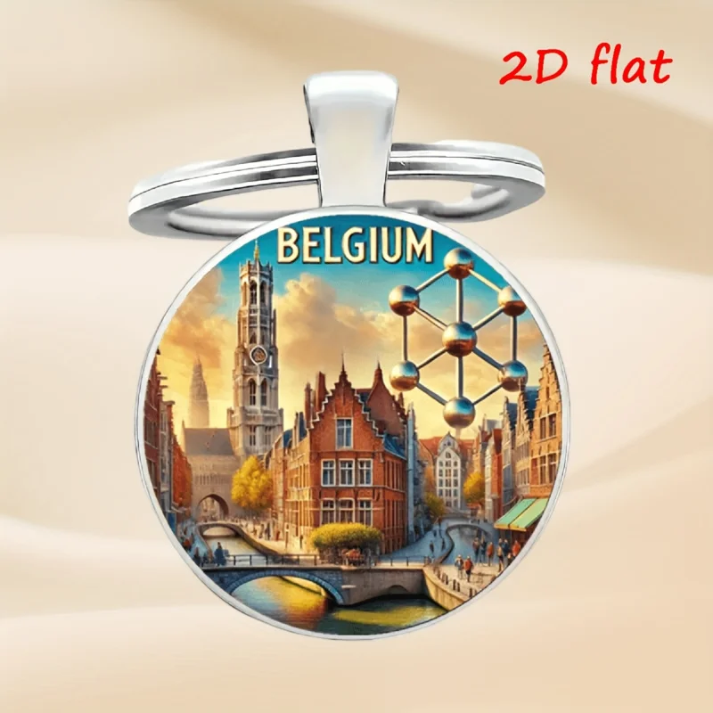 Porte-clés Gemme du Temps de Belgique – Cadeau de voyage anniversaire pour amis et famille, Souvenir durable