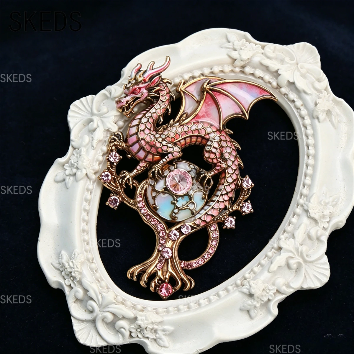 SKEDS Vintage Large Dragon Pins Brooches for Woman Men Luxury Designer Jewelry Vintage Accessories Corsage Pin Grande Broche