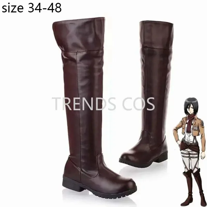 2025 11 Size 34-48 Attack on Titan Long Shingeki No Kyojin Over-the-Knee Boots ErenJaeger Ackerman Shoes Cosplay A