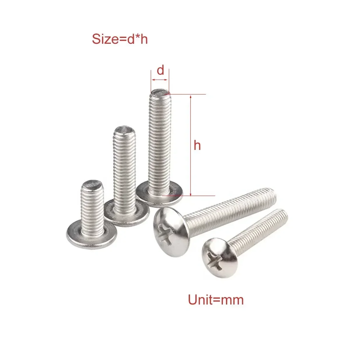 304 Stainless Steel Cross Large Flat Head Screw Mushroom Umbrella Bolt M3M4M5M6M8