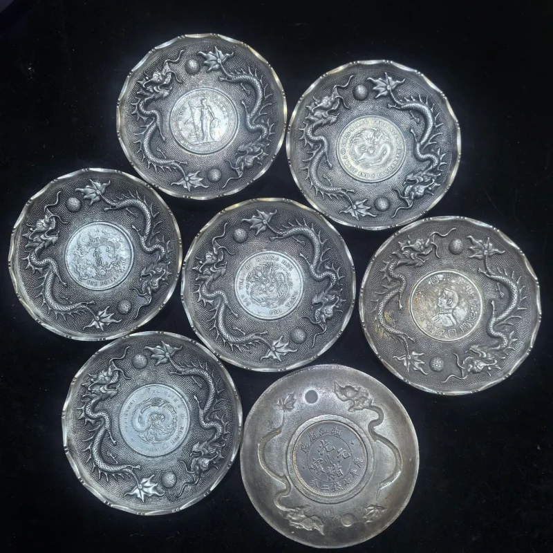 

Crafts Double Plate Pure Copper Plated Randomly Sent Inlaid Dragon Western Dollar Ancient Silver Fi