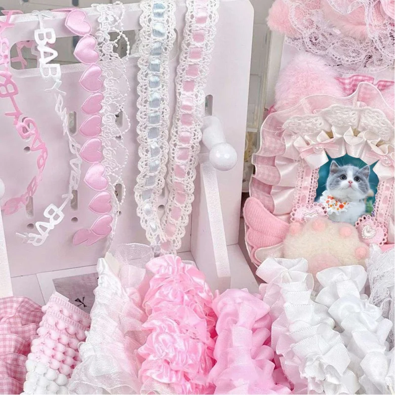 شرائط الدانتيل الوردي DIY ديكور المنزل الدانتيل المواد اليدوية غطاء البطاقة Dceor لطيف الحلو منقوشة شرائط الدانتيل DIY بها بنفسك الخياطة الملحقات