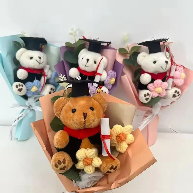 

Mini Knitted Bear Bouquet Artificial Flowers, Handmade Crochet Floral Decor, Ideal Mother's Day, Graduation & Birthday Gift