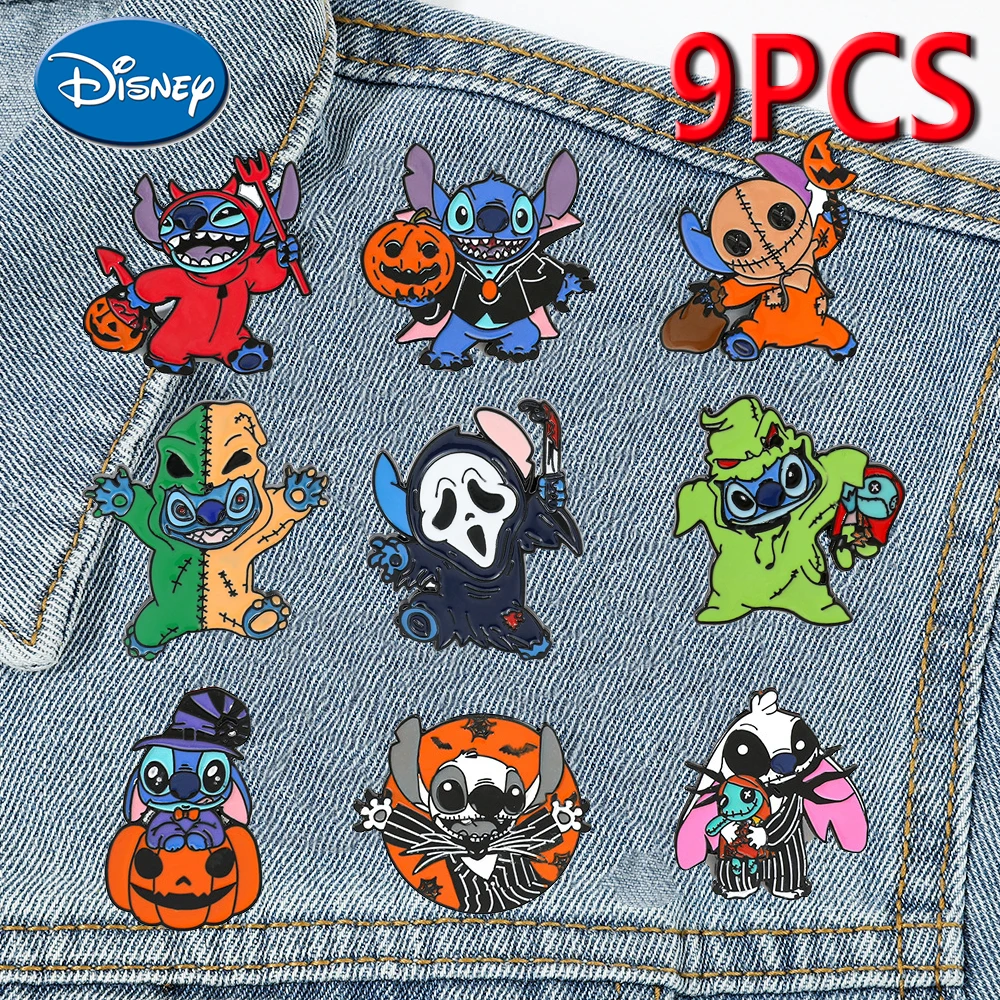 NEW Halloween Disney Stitch Enamel Pins Horror Pumpkin Cartoon Character Brooch Lapel Badge Cute Brooches Jewelry Gift for Fans