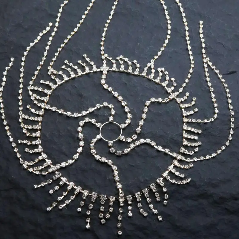 1 Stück Kristall-Kopfkette Schmuck Glitzernde Quasten-Strass-Kappe Kopfschmuck Rave-Party Tanz Hochzeit 1920er Haaraccessoires 【AliS8】 – Detail 4