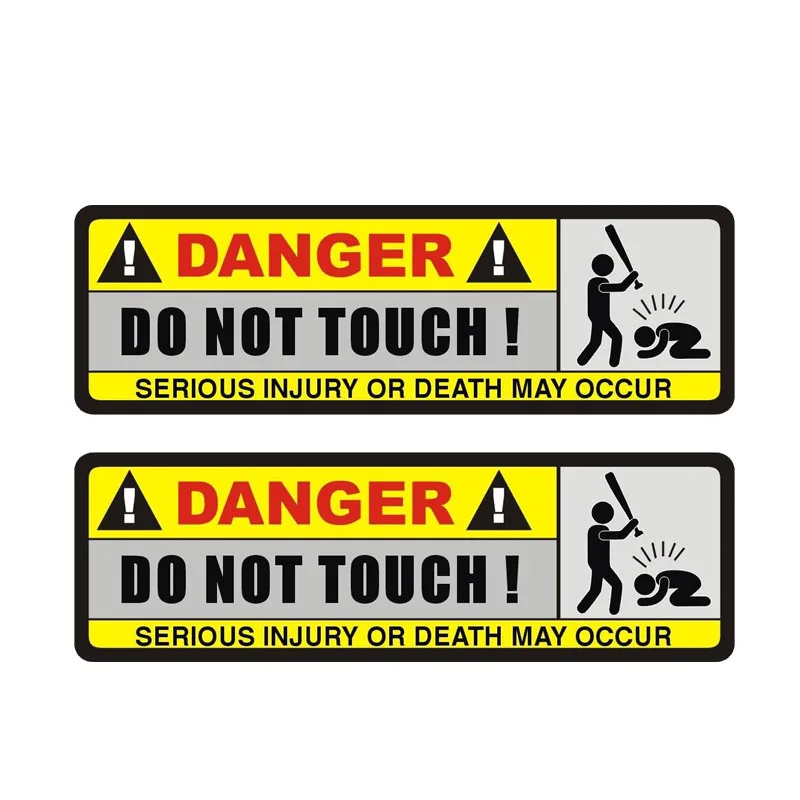 

Y699# Self-adhesive Decal 2PCS For DANGER DO NOT TOUCH Car Sticker Waterproof Auto Decors on Bumper Rear Window Laptop