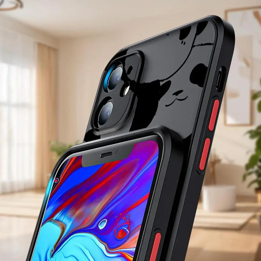 Funda de teléfono con diseño de Panda de dibujos animados para iPhone 16 15 14 13 12 11 Pro Max Mini X XS XR SE 7 8 Plus, funda dura mate a prueba de golpes