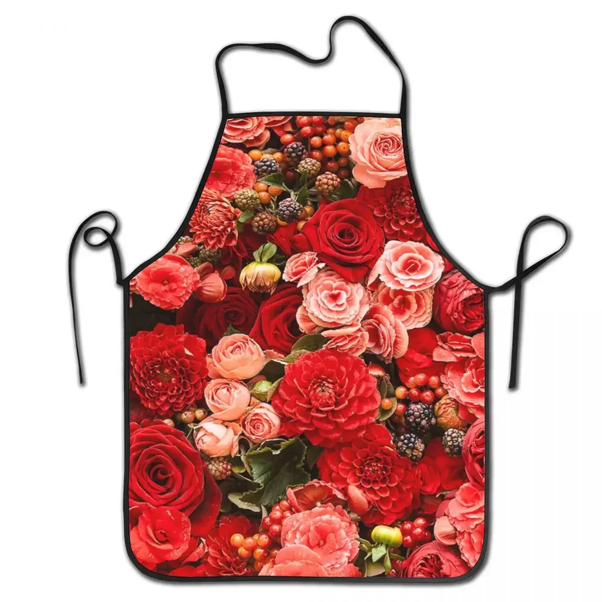 

Фартуки-нагрудники с абстрактными цветами пиона и розы для мужчин и женщин, унисекс, кухонный шеф-повар, цветочный узор, стол, кухня для приготовления пищи, выпечки, живописи