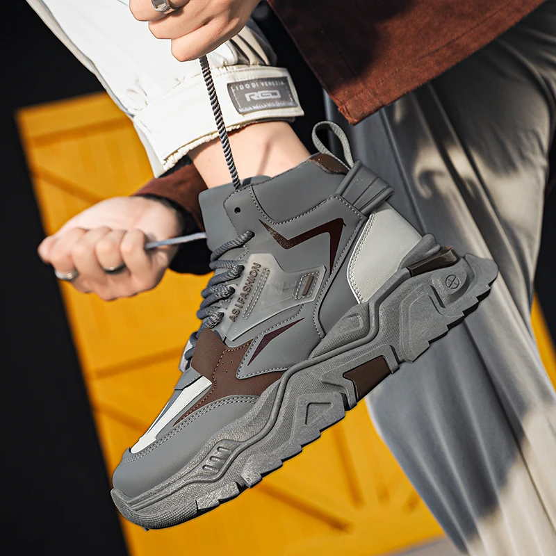 أحذية رياضية رجالية عصرية ذات نعل سميك أحذية لزيادة الارتفاع أحذية رياضية غير رسمية أحذية رجالية متعددة الاستخدامات أحذية تزلج