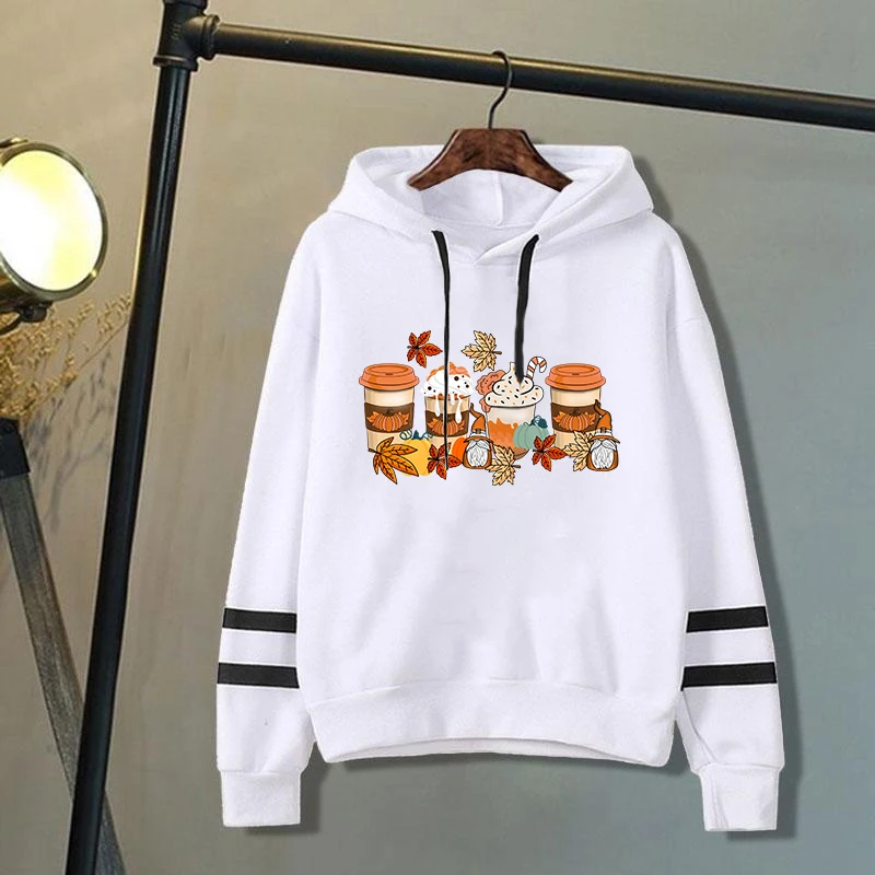 Fashion Women'S Hooded Autumn And Winter Fleece Hoodies/Sweater For Women Casual Fall Coffee Printed Long Sleeve hoodies