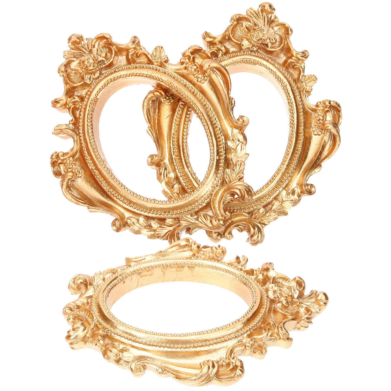 

3 Pcs Display Ornament Jewelry Vintage - Frames Family Picture Mini Baroque Resin