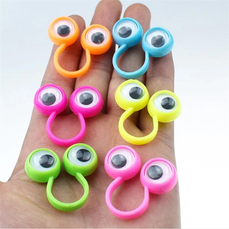 New Attractive Interactive Wiggle Eye Finger Puppets Plastic Rings Fun Funny Gadgets Interesting Toys For Children Kid Gift