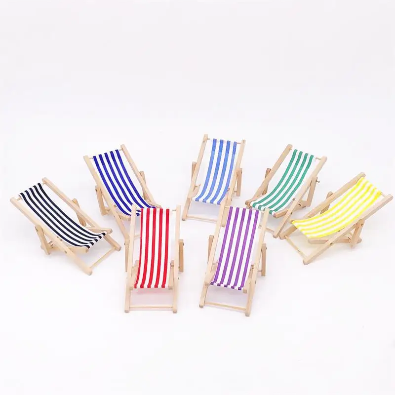 1/12 Doll House Accessories Foldable Leisure Beach Lounge Chair Miniature Dollhouse Furniture Miniature Chair Doll Accessories