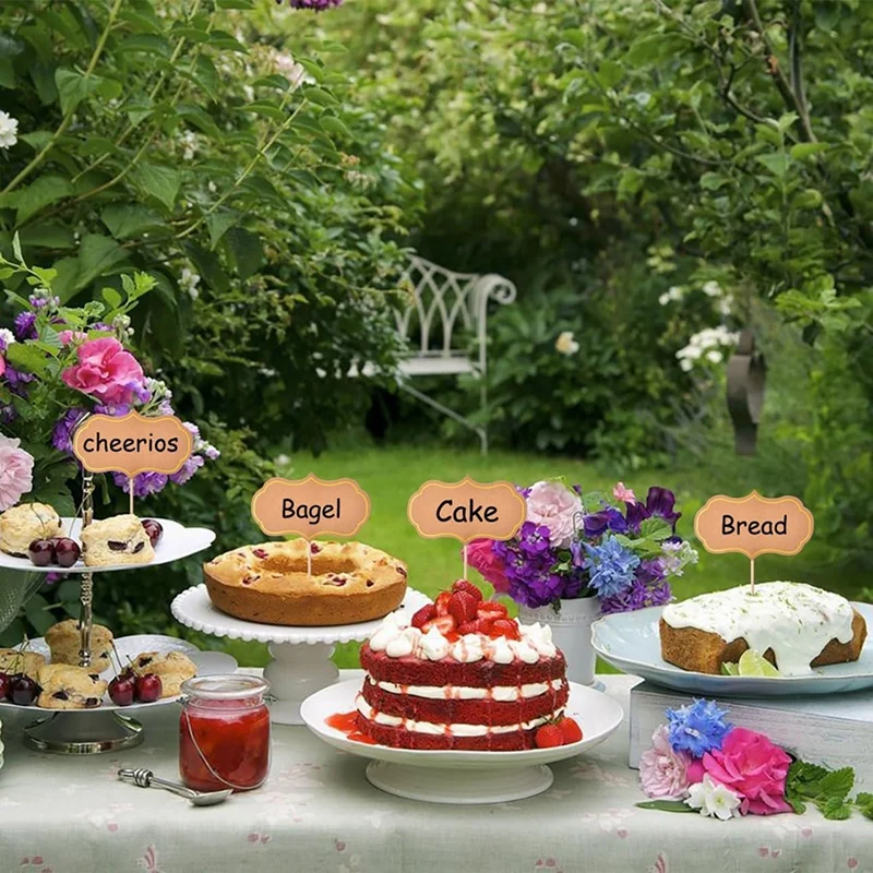 Chalkboardカップケーキトッパー、チャッキーボード、Buffetラベル、フードタグ、空白のつまようじの旗、前菜のマーク、ホット、50個