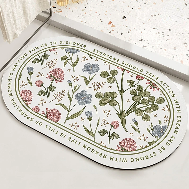 

Absorbent Kitchen Rug Non Slip Bath Mat Oval Entrance Doormat Bathroom Area Rugs For Shower Floor Mat Tapis Salle De Bain