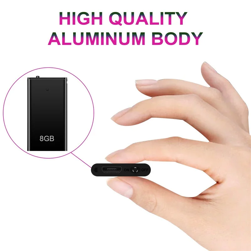 Mini Card Slim Audio Voice Recorder USB Flash Professional Digital HD Dictaphone Recording Pen Denoise Long-distance MP3 Music P