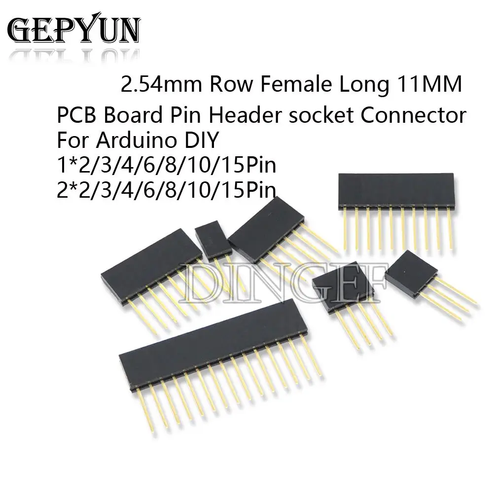 10PCS 2.54mm Stackable Long Legs Femal pin long 11MM Header For Arduino Shield Connector Socket 2P 3P 4P 5P 6P 7P 8P 10P 20P