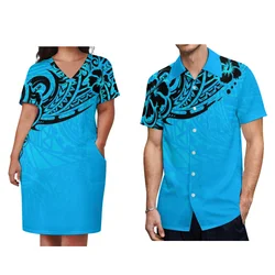 Women's Dress Men's Shirt Home Casual Dress Custom Polynesian Couple Dress Summer Short Sleeve High Quality Dress