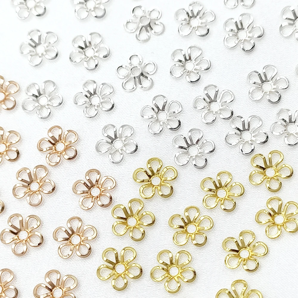 30 Pieces Brass Coated Gold Hollow Out Flower Hat Bead Holder DIY Jewelry Making Necklace, Bracelet, Hair Accessory Material