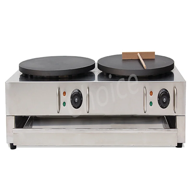 Commercial Crepe Pancake Making Machine Double Head Electric Pancake Baking Pan Crepe Cake Machine  Furnace Pizza