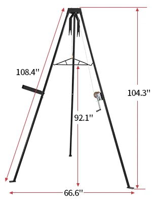 500LB Capacity Deer Tripod Game Hoist Kit, Complete Set with Gambrel & Manual Winch, Heavy Duty Deer Hanger for Hunting Season