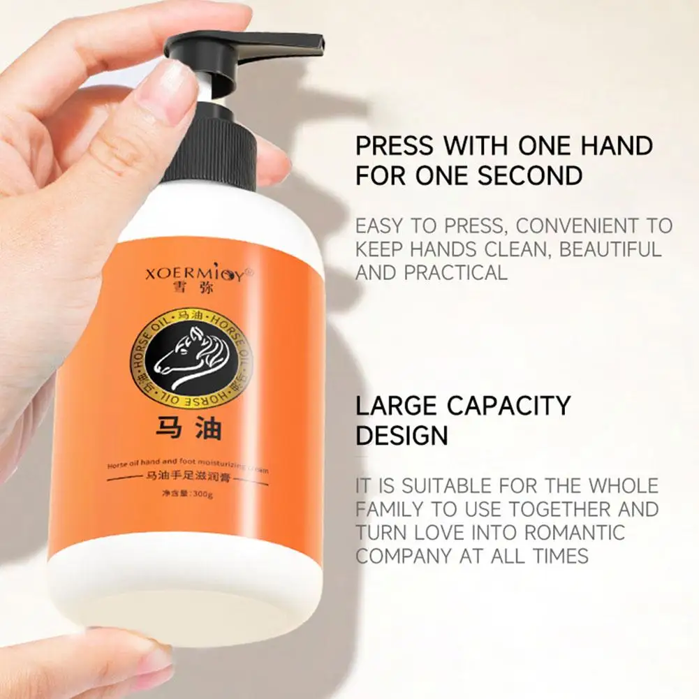 Horse Oil Hand And Foot Cream Anti Dry Crack Repair Hand Nourishing 300g Heel Exfoliating Feet Cream Moisturizing Care Balm U3V0