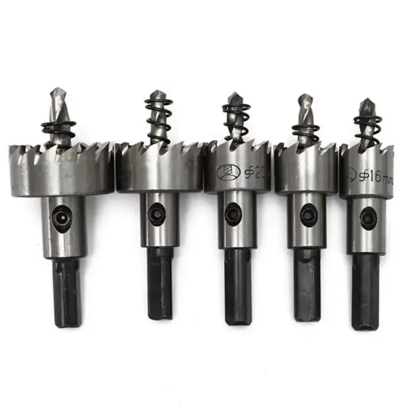카바이드 팁 HSS 드릴 비트 구멍 톱 세트, 스테인리스 스틸 금속 합금 목공 도구, 16/18mm, 20mm, 25mm, 30mm, 5 개