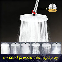 New 6 Modes 230mm Round High Pressure Top Spray Rain Showerhead Large Flow Supercharge Rainfall Shower Head Bathroom Accessories