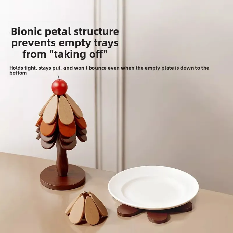 Wind Solid Wood Foldable Wood Decoration Heat Insulation Pad Anti-scalding Placemat High Temperature Resistance Table Mat