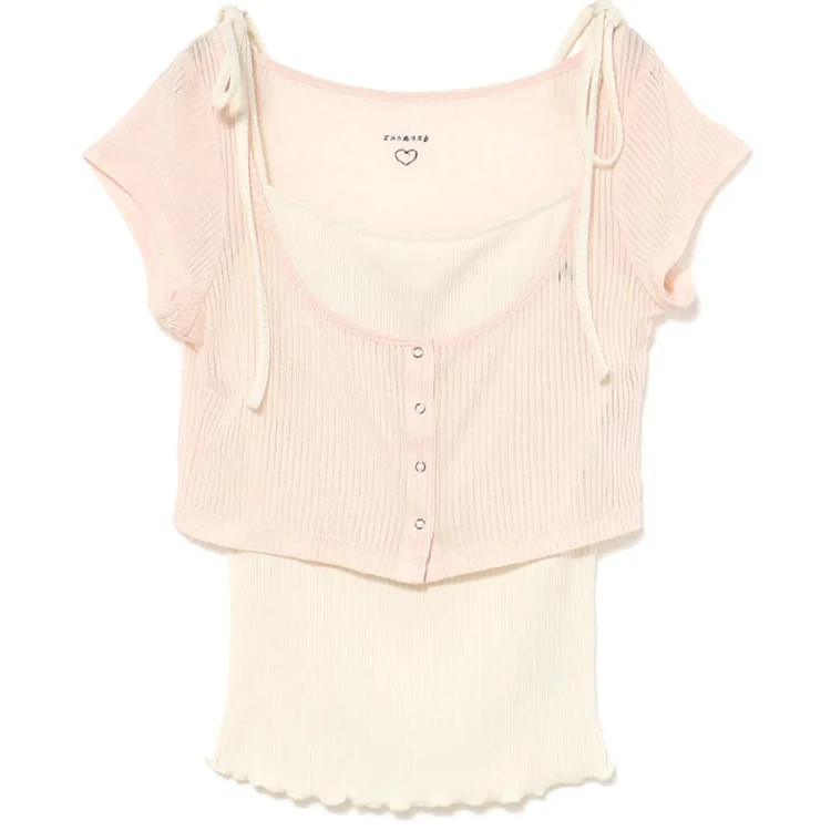 2025 Estate Stile giapponese Dolce T-shirt Ragazze Slim Fit Canotta casual Set da 2 pezzi Abbigliamento donna Studente Casual quotidiano Tees