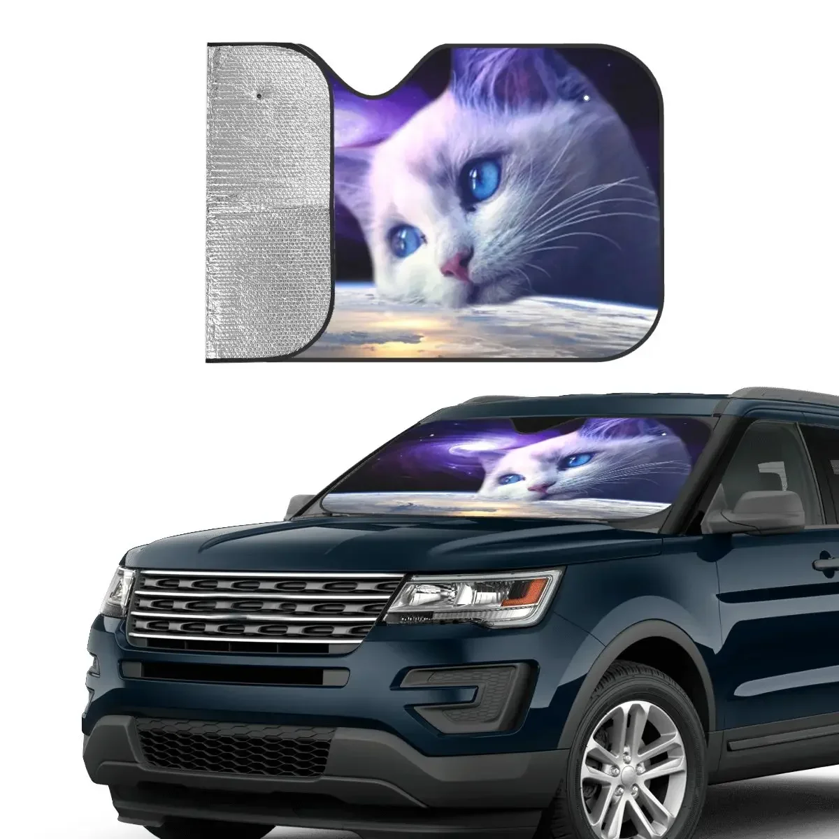 

Космический кот складной солнцезащитный козырек на лобовое стекло 70x130 см Galaxy Space забавные фольги автомобильный солнцезащитный козырек УФ-защита