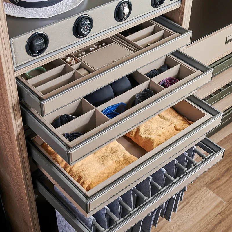 Cloakroom wardrobe pull basket jewelry box drawer lattice draw built-in pull-up pants rack retractable slide source