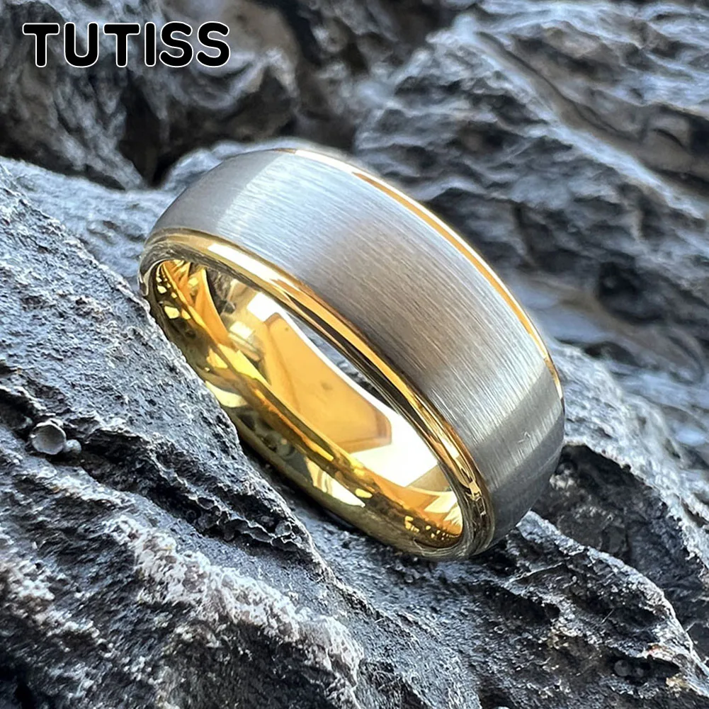 

TUTISS 6mm 8mm Men Women Wedding Band Silver Color Tungsten Carbide Ring Domed Brushed Comfort Fit