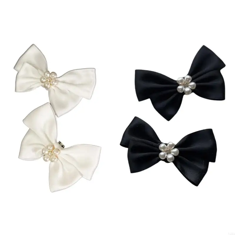 N5KA Elegant Bow Shoe Clips for Flats Pumps Decorative Shoe Accessories Clips Women