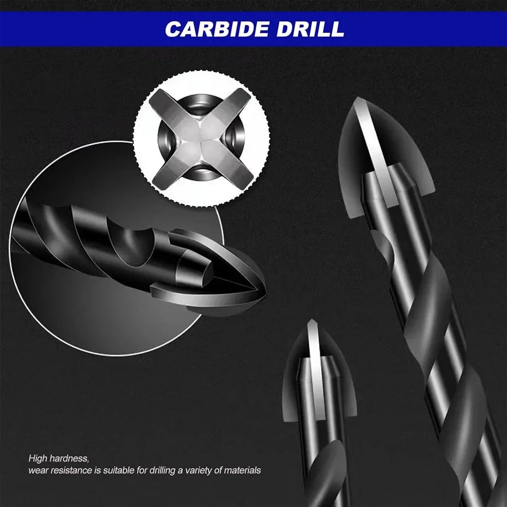

Set Of 5 Triangle Cross Drill Bits For Tiles Glass Concrete Stone Wood Plastic With Hex Handle Hole Opener 4 5 6 8 10MM Black
