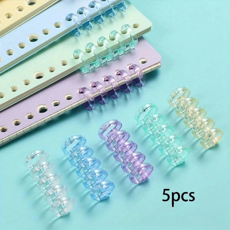 5 عبوات من حلقات الملاحظات الشفافة المصنوعة من البولي بروبيلين ذات الأوراق السائبة - سعة ما يصل إلى 100 ورقة لمحبي الكتب وتنظيم المستندات والاستخدام المكتبي