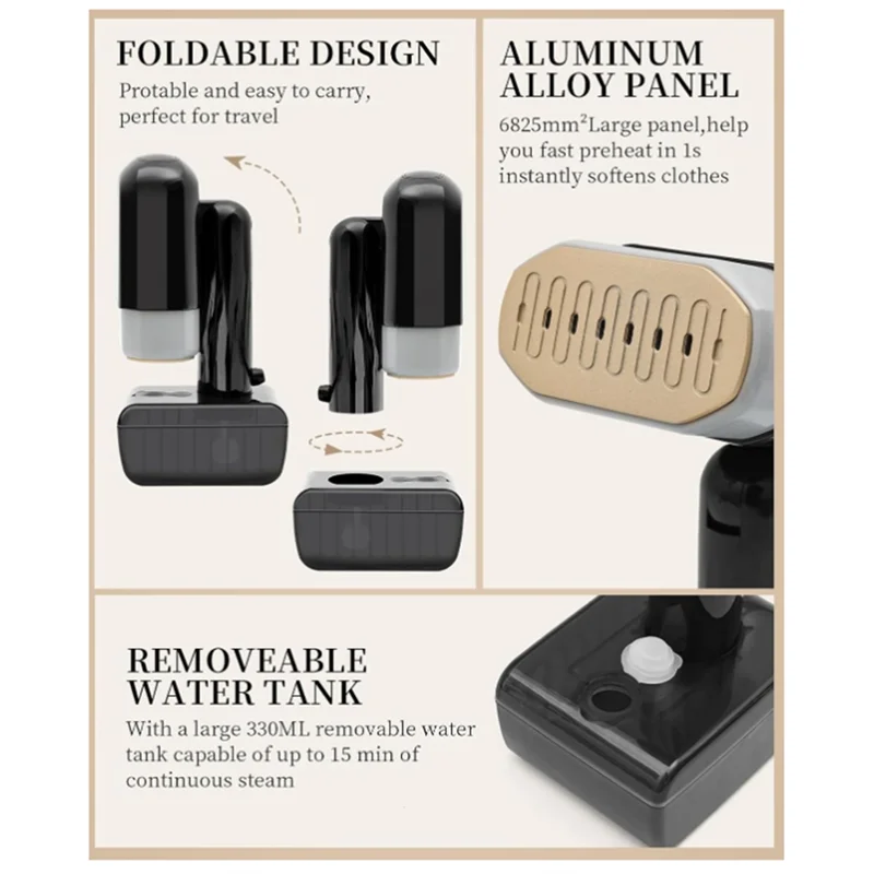 N09R-NEW Steamer For Clothes For Quick Wrinkle Removal For Home, Office And Travel Use EU Plug