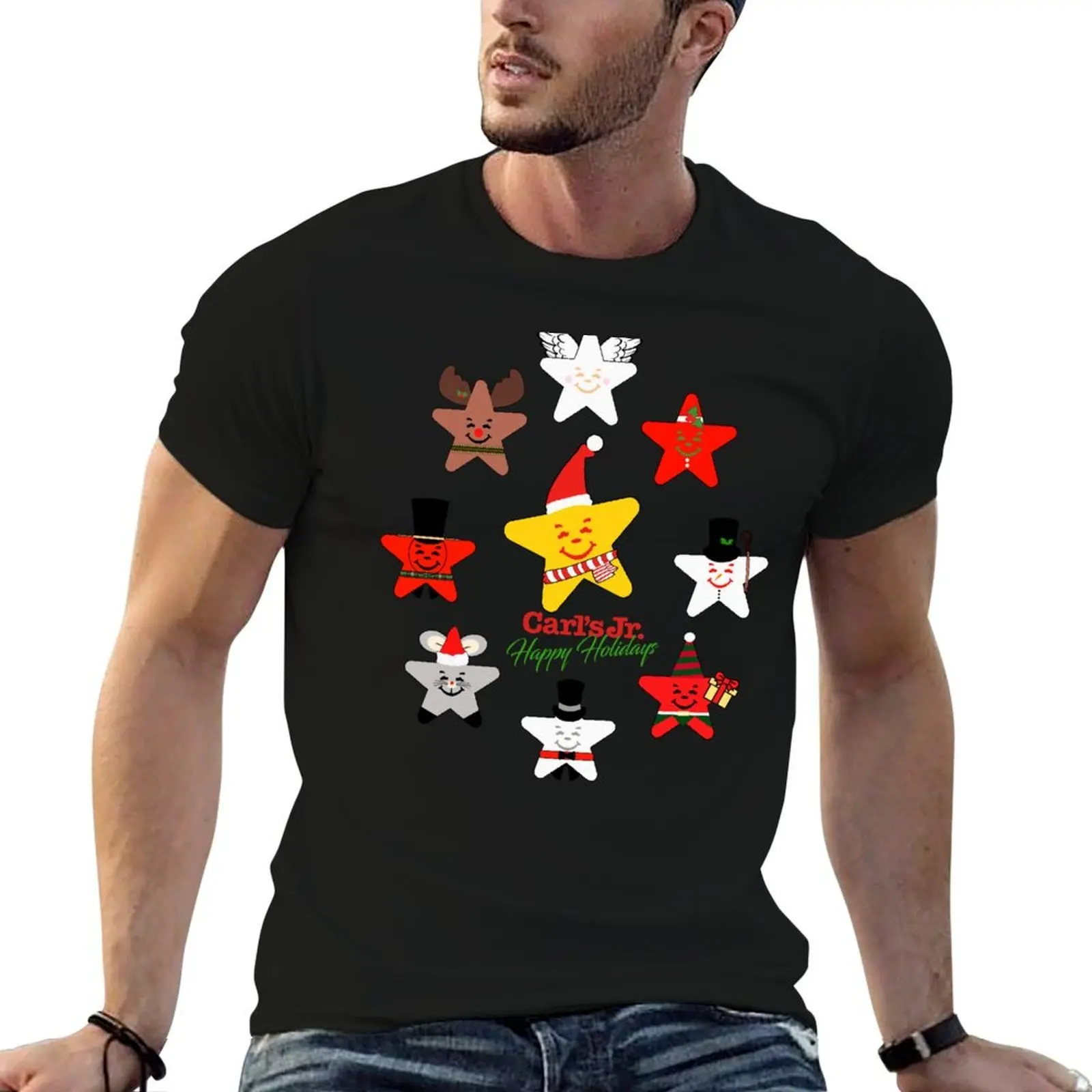 

80s Holiday Carl Stars T-Shirt t shirts for man pack white man graphic t shirt graphic t shirts for man T-shirt