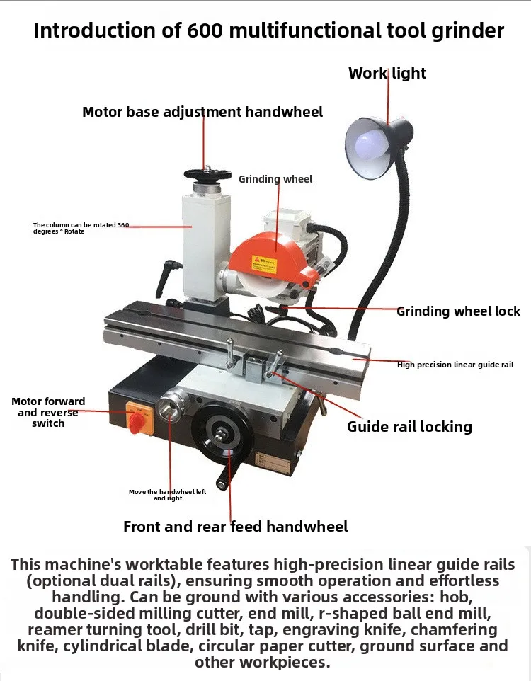 

XW-50E Ball Mill Grinder, Multifunctional Tool Grinder Accessories Tool R Type End