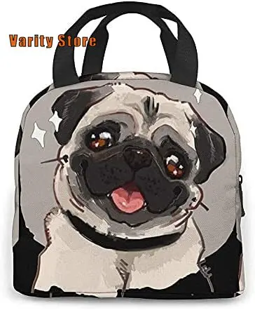 Lunch Bag Cute Pug Dog Lunch Box Insulated Bag Tote Bag For Men/Women Work Travel