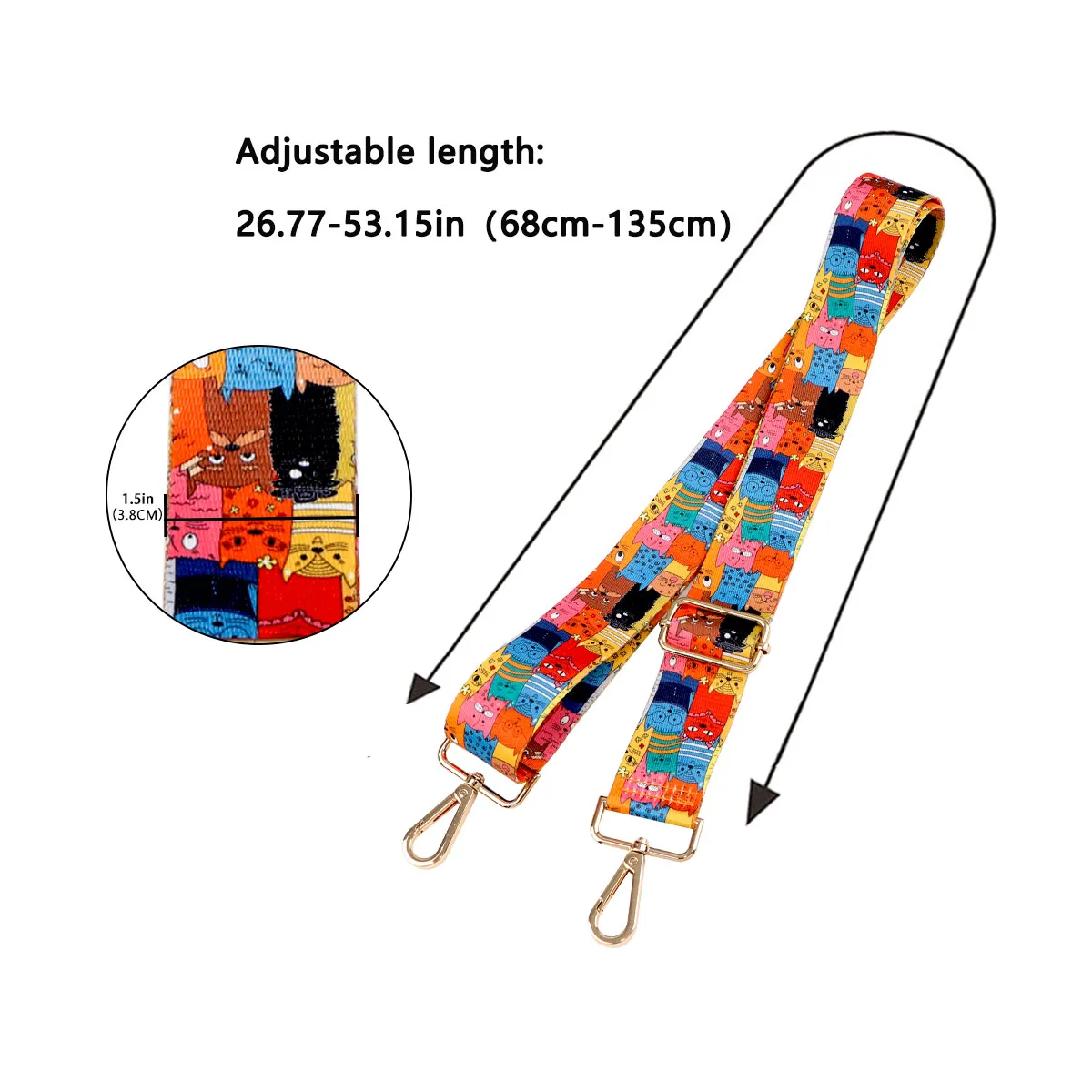 Cute Shoulder Straps Nylon Cartoon Animal Pattern Golden Chain Women Belt Strap Single Adjustable Wide Straps Bag Accessories