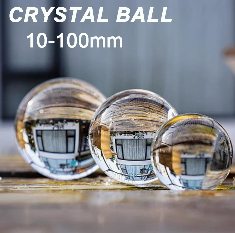 10-50/60/70/80/100mm Clear Solid Crystal Sphere Photography Prop Transparent Lens Ball for Photo Shooting Decor Magic Juggling